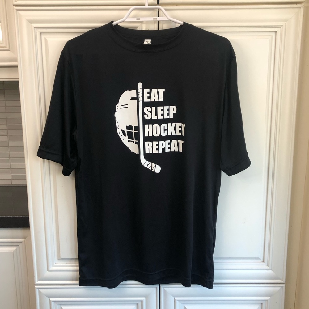 Team 365 men’s Eat Sleep Hockey Repeat t-shirt